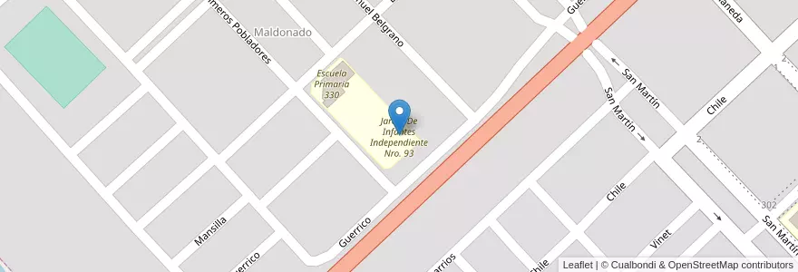 Mapa de ubicacion de Jardin De Infantes Independiente Nro. 93 en الأرجنتين, ريو نيغرو, Departamento Avellaneda, Choele Choel.