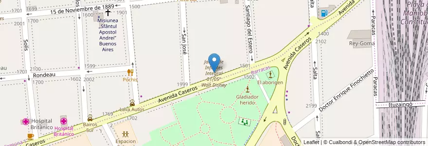 Mapa de ubicacion de Jardín de Infantes Integral 01/05° Walt Disney, Barracas en Arjantin, Ciudad Autónoma De Buenos Aires, Comuna 4, Buenos Aires.