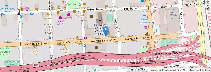 Mapa de ubicacion de Jardín de Infantes Integral 09/04°, San Telmo en Argentinien, Ciudad Autónoma De Buenos Aires, Comuna 1, Buenos Aires.