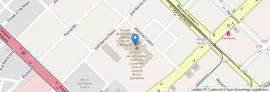 Mapa de ubicacion de Jardín de Infantes Integral 10/19° (anexo), Villa Soldati en 阿根廷, Ciudad Autónoma De Buenos Aires, 布宜诺斯艾利斯, Comuna 8.