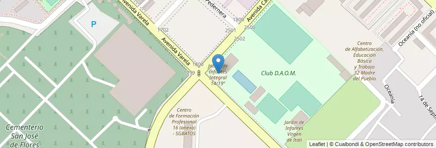 Mapa de ubicacion de Jardín de Infantes Integral 14/19°, Flores en Argentinien, Ciudad Autónoma De Buenos Aires, Comuna 7, Buenos Aires.