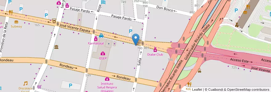 Mapa de ubicacion de Jardin de Infantes JP-249 La nueva casita en Argentinien, Chile, Mendoza, Departamento Capital, Sección 2ª Barrio Cívico, Ciudad De Mendoza.