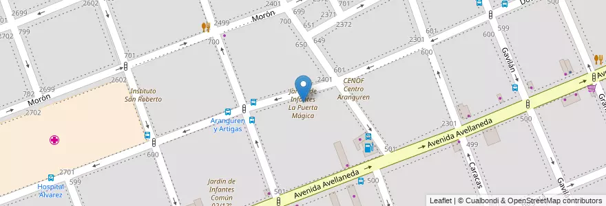 Mapa de ubicacion de Jardín de Infantes La Puerta Mágica, Flores en 阿根廷, Ciudad Autónoma De Buenos Aires, Comuna 7, 布宜诺斯艾利斯.