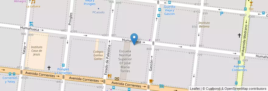 Mapa de ubicacion de Jardín de Infantes La Vaca de Humahuaca, Almagro en Argentinien, Ciudad Autónoma De Buenos Aires, Buenos Aires.