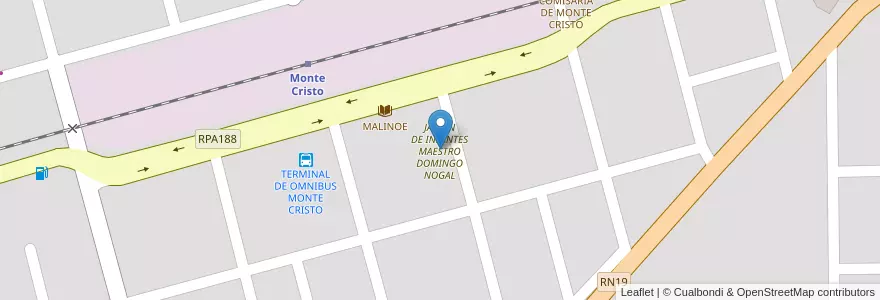 Mapa de ubicacion de JARDIN DE INFANTES MAESTRO DOMINGO NOGAL en Argentina, Córdoba, Municipio De Monte Cristo, Departamento Colón, Pedanía Constitución, Monte Cristo.