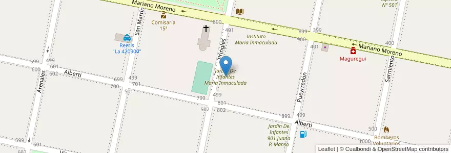 Mapa de ubicacion de Jardín De Infantes Maria Inmaculada en アルゼンチン, ブエノスアイレス州, Partido De General Villegas.