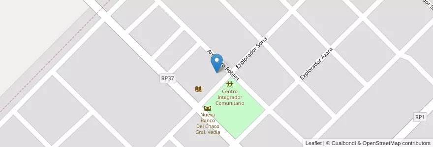 Mapa de ubicacion de Jardín De Infantes N 113 en アルゼンチン, チャコ州, Departamento Bermejo, Municipio De General Vedia, General Vedia.