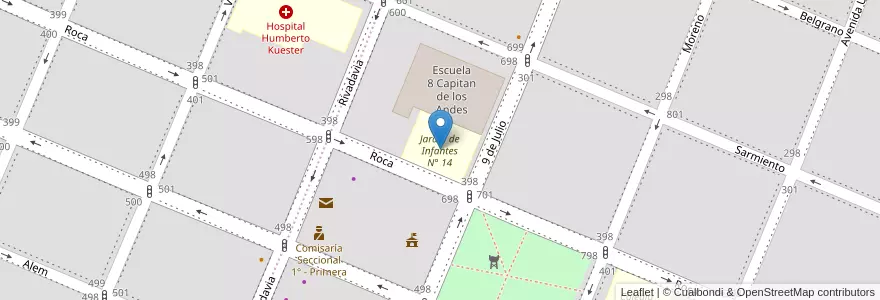 Mapa de ubicacion de Jardin de Infantes N° 14 en الأرجنتين, تشيلي, محافظة سانتا كروز, Pico Truncado, Deseado, Pico Truncado, Zona Central.