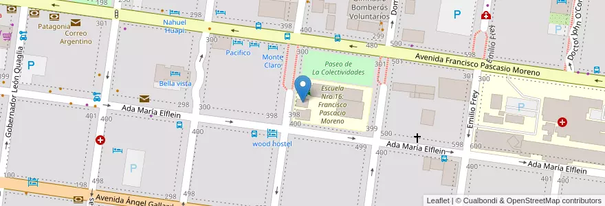 Mapa de ubicacion de Jardín de Infantes N° 16 en الأرجنتين, تشيلي, ريو نيغرو, Departamento Bariloche, Municipio De San Carlos De Bariloche, San Carlos De Bariloche.