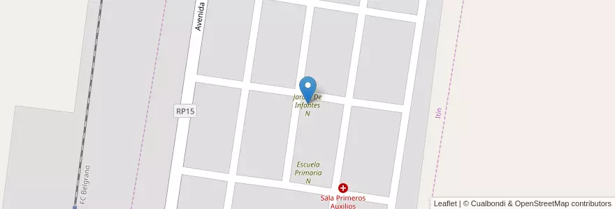 Mapa de ubicacion de Jardín De Infantes N en الأرجنتين, Chaco, Departamento Dos De Abril, Municipio De Hermoso Campo, Itín.