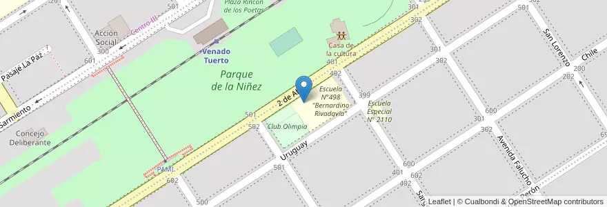 Mapa de ubicacion de Jardin de Infantes N° 8 en 아르헨티나, Santa Fe, Departamento General López, Municipio De Venado Tuerto.