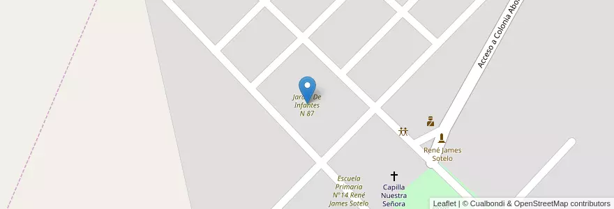 Mapa de ubicacion de Jardín De Infantes N 87 en Argentinië, Chaco, Departamento Veinticinco De Mayo, Municipio De Machagai, Colonia Aborigen Chaco.