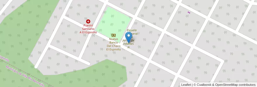 Mapa de ubicacion de Jardín De Infantes N en アルゼンチン, チャコ州, Departamento General Güemes, Municipio De Villa Río Bermejito.