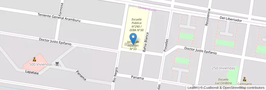 Mapa de ubicacion de Jardín de Infantes N°33 en 아르헨티나, 리오네그로주, General Roca, Departamento General Roca, General Roca.