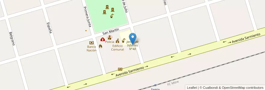 Mapa de ubicacion de Jardín de Infantes N°48 en Argentina, Santa Fe, Departamento Constitución, Municipio De Santa Teresa, Santa Teresa.
