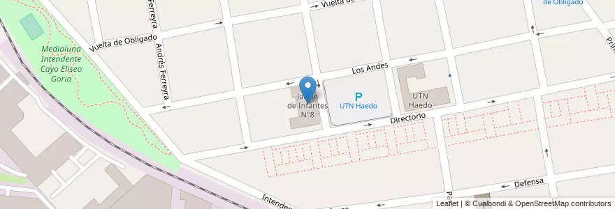 Mapa de ubicacion de Jardin de Infantes N°8 en الأرجنتين, بوينس آيرس, Partido De Morón, Haedo.
