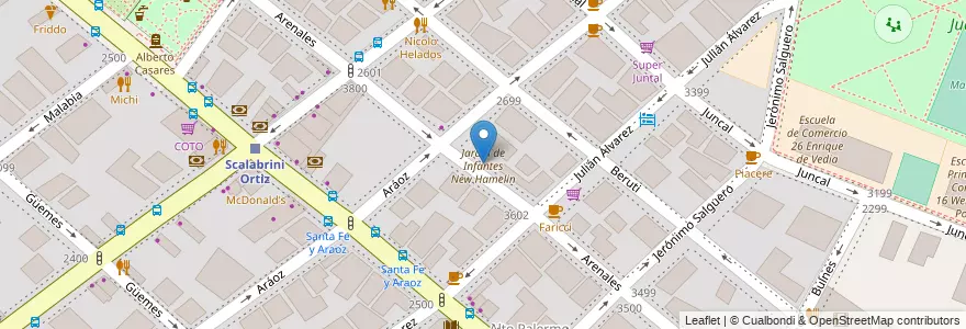 Mapa de ubicacion de Jardín de Infantes New Hamelin, Palermo en アルゼンチン, Ciudad Autónoma De Buenos Aires, ブエノスアイレス, Comuna 14.
