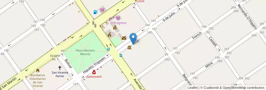 Mapa de ubicacion de Jardin de Infantes Nº 1 en Argentinien, Provinz Buenos Aires, Partido De San Vicente.