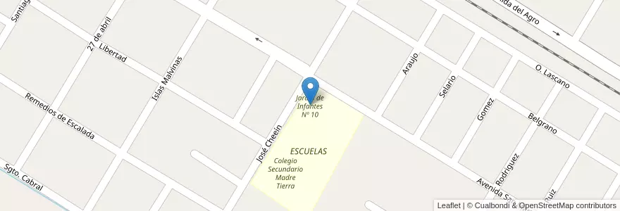 Mapa de ubicacion de Jardín de Infantes Nº 10 en Argentina, Santiago Del Estero, Departamento Robles.