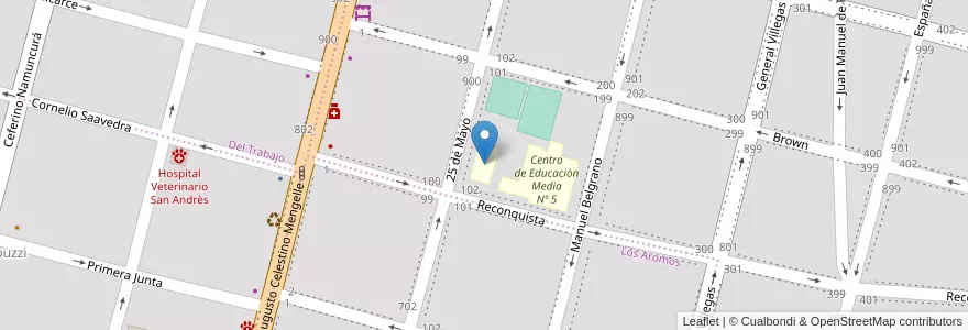 Mapa de ubicacion de Jardìn de Infantes Nº 105 en آرژانتین, شیلی, استان ریو نگرو، آرژانتین, Cipolletti, Departamento General Roca.