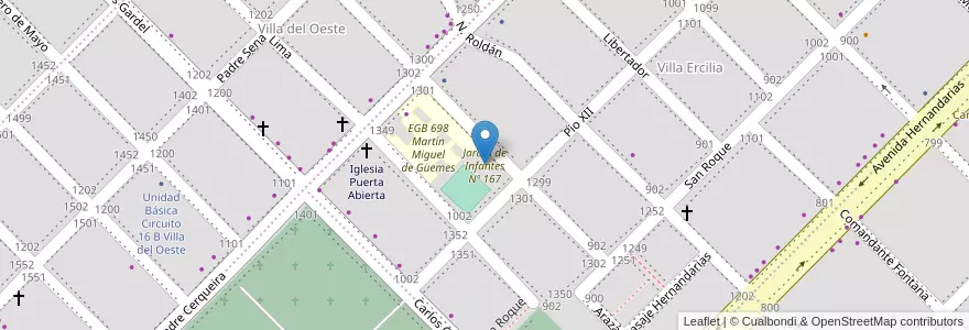 Mapa de ubicacion de Jardín de Infantes Nº 167 en アルゼンチン, チャコ州, Departamento San Fernando, Resistencia, Resistencia.
