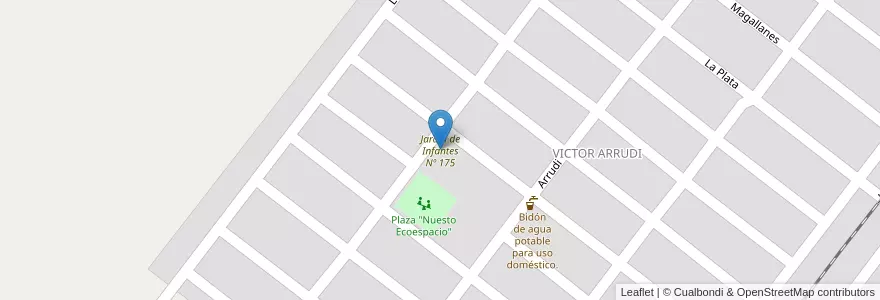 Mapa de ubicacion de Jardín de Infantes Nº 175 en 阿根廷, Chaco, Departamento Chacabuco, Municipio De Charata, Charata.