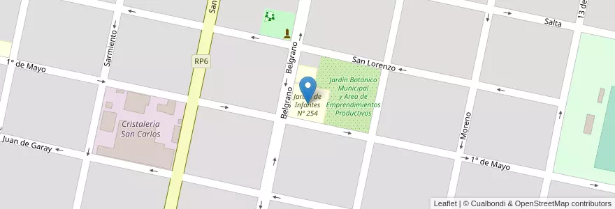Mapa de ubicacion de Jardin de Infantes Nº 254 en Argentinien, Santa Fe, Departamento Las Colonias, San Carlos Centro, San Carlos Centro.