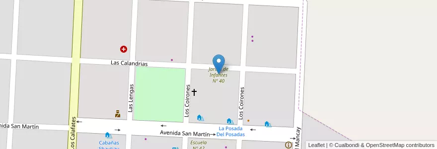 Mapa de ubicacion de Jardin de Infantes Nº 40 en Argentina, Wilayah Santa Cruz, Chile, Río Chico, Lago Posadas.