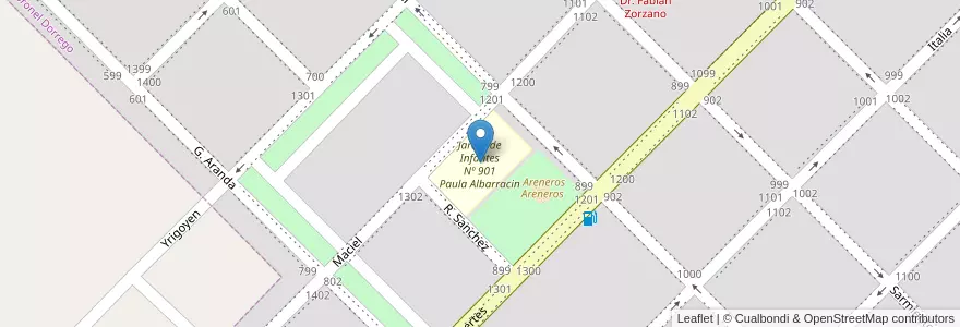 Mapa de ubicacion de Jardín de Infantes Nº 901 Paula Albarracin en Arjantin, Buenos Aires, Partido De Coronel Dorrego, Coronel Dorrego.