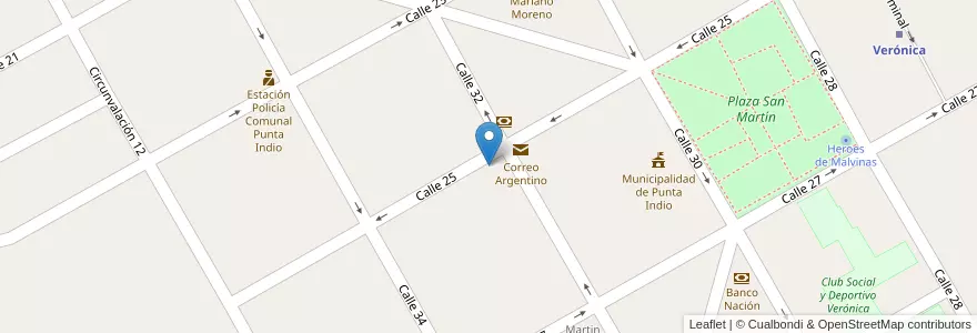 Mapa de ubicacion de Jardin de Infantes Nº 901 en 阿根廷, 布宜诺斯艾利斯省, Partido De Punta Indio.