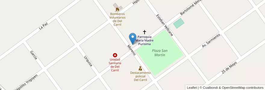 Mapa de ubicacion de Jardín De Infantes Nº 902 Tambor De Tacuari en 아르헨티나, 부에노스아이레스주, Partido De Saladillo.