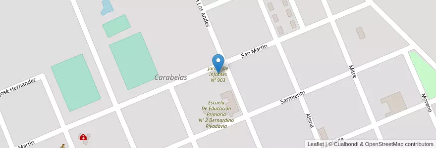 Mapa de ubicacion de Jardín De Infantes Nº 903 en آرژانتین, استان بوئنوس آیرس, Partido De Rojas.