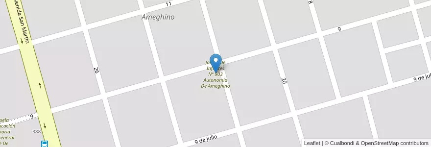 Mapa de ubicacion de Jardín De Infantes Nº 903 Autonomia De Ameghino en Argentina, Buenos Aires, Partido De Florentino Ameghino, Ameghino.