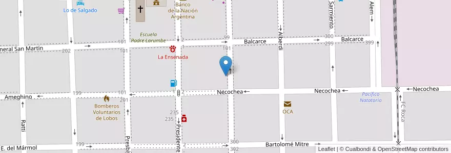Mapa de ubicacion de Jardín de Infantes Nº 904 en Аргентина, Буэнос-Айрес, Partido De Lobos, Lobos.
