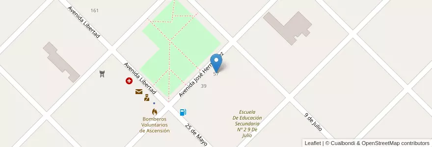 Mapa de ubicacion de Jardín De Infantes Nº 904 Gabriela Mistral en 阿根廷, 布宜诺斯艾利斯省, Partido De General Arenales.