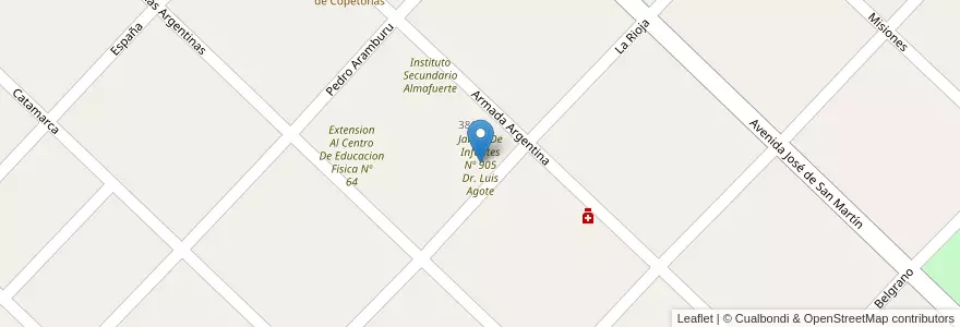 Mapa de ubicacion de Jardín De Infantes Nº 905 Dr. Luis Agote en 阿根廷, 布宜诺斯艾利斯省, Partido De Tres Arroyos.