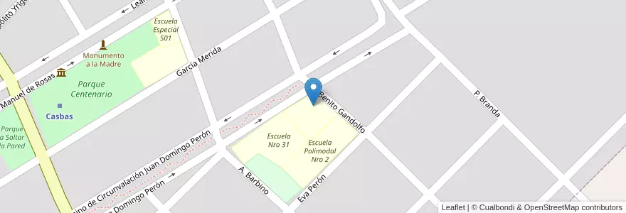 Mapa de ubicacion de Jardín De Infantes Nº 906 en アルゼンチン, ブエノスアイレス州, Partido De Guaminí, Casbas.