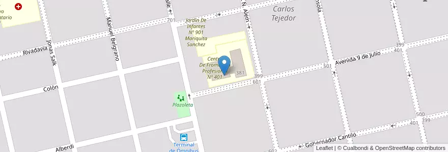 Mapa de ubicacion de Jardín de Infantes Nº 907 25 De Mayo en Argentina, Provincia Di Buenos Aires, Partido De Carlos Tejedor, Carlos Tejedor, Carlos Tejedor.