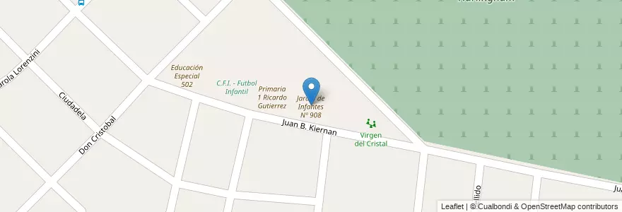Mapa de ubicacion de Jardín de Infantes Nº 908 en Аргентина, Буэнос-Айрес, Partido De Hurlingham, Villa Tesei.