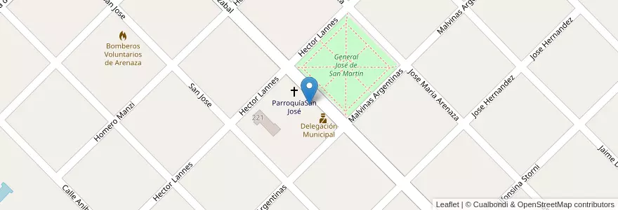 Mapa de ubicacion de Jardin De Infantes Nº 910 General Jose De San Martin en Argentina, Buenos Aires, Partido De Lincoln.
