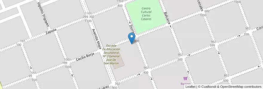 Mapa de ubicacion de Jardin De Infantes Nº 910 Gral. Jose De San Martin en Arjantin, Buenos Aires, Partido De Carlos Casares, Carlos Casares.