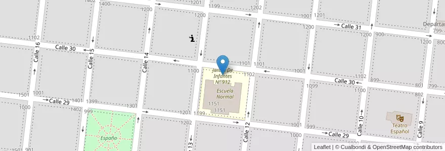 Mapa de ubicacion de Jardin De Infantes Nº 912 en アルゼンチン, ブエノスアイレス州, Partido De Veinticinco De Mayo, Veinticinco De Mayo.