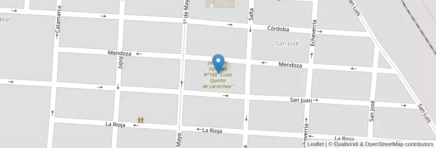 Mapa de ubicacion de Jardín de Infantes Nº108 "Luisa Qüesta de Larrechea" en الأرجنتين, سانتا في, Departamento San Jerónimo, Municipio De Gálvez, Gálvez.