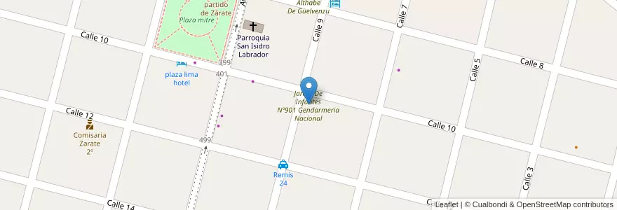 Mapa de ubicacion de Jardín De Infantes Nº901 Gendarmeria Nacional en Аргентина, Буэнос-Айрес, Partido De Zárate.