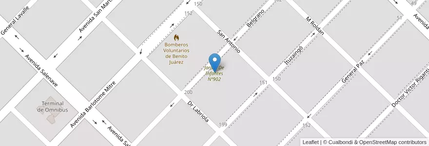 Mapa de ubicacion de Jardin De Infantes Nº902 en Arjantin, Buenos Aires, Partido De Benito Juárez, Benito Juárez.