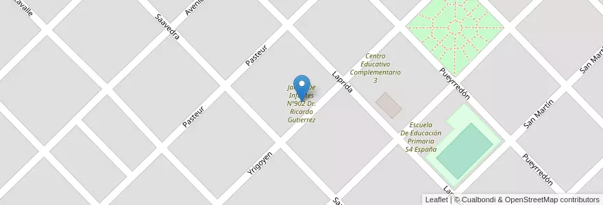 Mapa de ubicacion de Jardin De Infantes Nº902 Dr. Ricardo Gutierrez en Arjantin, Buenos Aires, Partido De Bolívar, Urdampilleta.