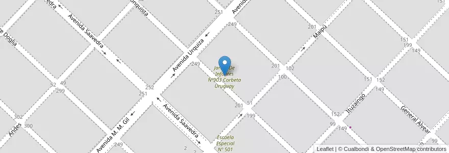 Mapa de ubicacion de Jardín De Infantes Nº903 Corbeta Uruguay en Argentine, Province De Buenos Aires, Partido De Chacabuco, Chacabuco.