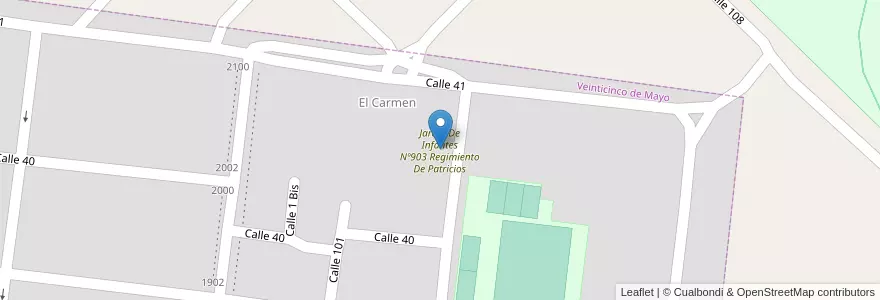Mapa de ubicacion de Jardin De Infantes Nº903 Regimiento De Patricios en Arjantin, Buenos Aires, Partido De Veinticinco De Mayo, Veinticinco De Mayo.
