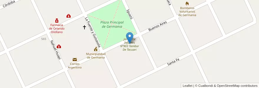 Mapa de ubicacion de Jardin De Infantes Nº903 Tambor De Tacuari en Argentina, Provincia Di Buenos Aires, Partido De General Pinto.