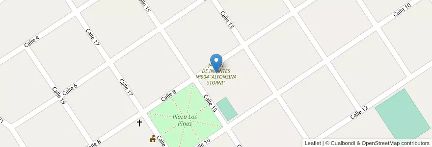 Mapa de ubicacion de JARDIN DE INFANTES Nº904 "ALFONSINA STORNI" en الأرجنتين, بوينس آيرس, Partido De Balcarce.